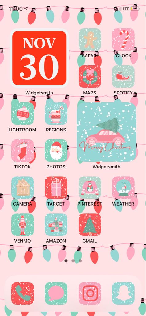 Christmas Phone Widget Ideas, Preppy Christmas Homescreen Ideas, Home Screen Layout Iphone Christmas, Ios 16 Home Screen Christmas, Preppy Christmas Homescreen, Preppy Christmas Phone Theme, Christmas Ios Theme, Pink Xmas Iphone Wiget Free, Christmas Home Screen Ideas