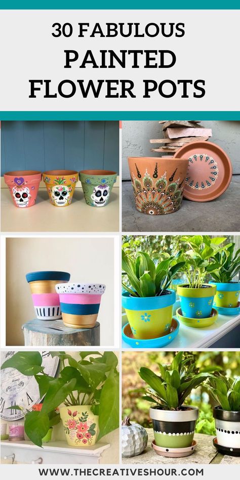 Don't we all like some good colorful space in the house? These painted flower pots will do precisely that; they will add a vibrant and radiant angle to your garden or your indoors. Click here for more fantastic terra cotta design painted flower pot ideas; boho painted flower pots, painted flower pots ideas, painted flower pots for kids, aesthetic painted flower pots, painted flower pots for mother's day, DIY & creative painted flower pots, handprints painted flower pots. Painting Pots, Flower Pot Ideas, Painted Flower Pot, Clay Pot Projects, Flower Pot Art, Terra Cotta Pot Crafts, Painted Pots Diy, Flower Pot Design, Painted Plant Pots