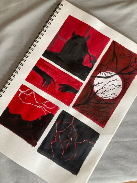 Black Art Aesthetic Painting, Black And Red Painting Aesthetic, Red Paper Drawing, Red Painting Aesthetic Easy, Notebook Drawing Aesthetic Love, Red Paintings Aesthetic, Desene Aesthetic, Aesthetic Drawing Collage, Red Drawing Aesthetic