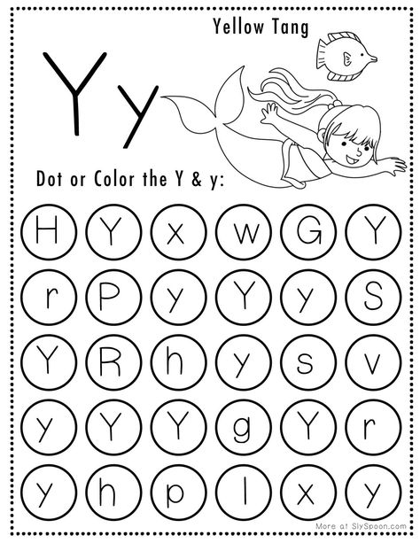 Make learning fun with this enchanting Mermaid-themed Letter Y Dot Worksheet! This free printable activity features whimsical illustrations of cute mermaids and challenges children to recognize the Y dots. Ideal for preschoolers and kindergarteners, this educational resource promotes letter recognition and fine motor skills development. Don't miss out on this engaging and free mermaid worksheet! #MermaidThemed #FreePrintable #LetterY #DotWorksheet #LetterYWorksheets Y Worksheet, Letter Y Crafts, Letter Y Worksheets, Dot Worksheets, Free Printable Activities, Do A Dot, Make Learning Fun, Teaching Toddlers, Fine Motor Skills Development