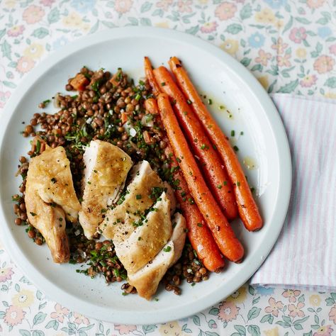 Carrots Dinner, Lentil Chicken, Puy Lentils, Chicken Lentil, French Lentils, Weekend Cooking, Glazed Carrots, Sunday Lunch, I Trust