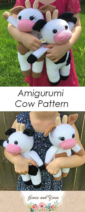 Amigurumi Cow Pattern - A Free Crochet Tutorial Amigurumi Cow Pattern, Beginners Amigurumi, Crocheted Cow Pattern, Animal Amigurumi, Mini Amigurumi, Amigurumi Cow, Crochet Toys Free, Pola Amigurumi, Crochet Cow