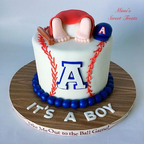 Baseball Baby Shower Cake, Baseball Theme Cakes, Baseball Baby Shower Theme, Baseball Cake, Bake Goods, Rangers Baseball, Baseball Baby, Baby Shower Cake, Cake Cake