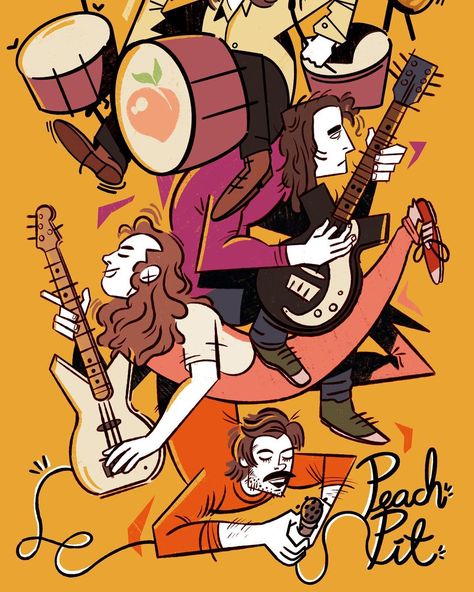 Peach Pit Tattoo Band, Peach Pit Aesthetic, Peach Pit Poster, Peach Pit Band, Joy Again, Peach Pit, Room Prints, Dorm Posters, Lyric Art