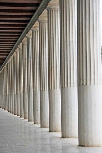 Doric columns | Stoa of Attalos, Ancient Agora, Athens. | Ella | Flickr Column Design Exterior, Interior Pillars, Column Cladding, Modern Column, Architectural Columns, Doric Column, Greek Columns, Interior Columns, Pillar Design