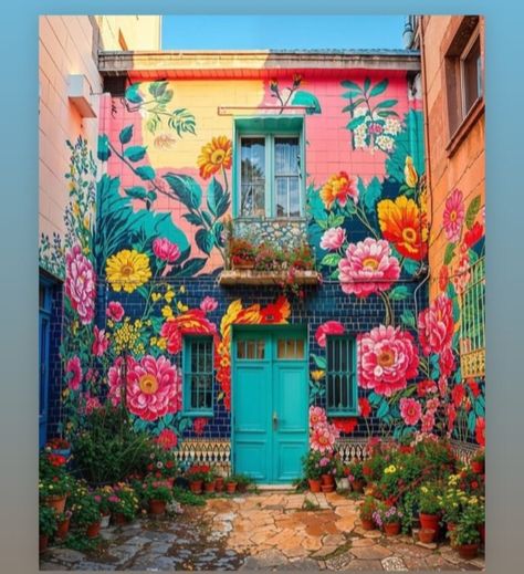 Colorful Houses Exterior Bright, Classy Room Decor, Painted Lady House, Persephone Aesthetic, Pretty Windows, Mexican Style Home, Store Front Ideas, Classy Room, House Color Ideas