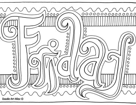 Friday Coloring Page Friday Coloring Page, Snoopy Coloring Pages, Name Coloring Pages, Family Coloring, Color Quotes, Easy Doodle Art, Early Finishers, Days Of The Week, Printable Patterns