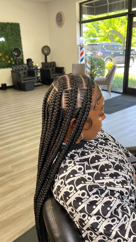 Beautiful Braids Hairstyles, Jumbo Stitch Braids, Braids 2024 For Black Women, Cornrow Hairstyles Updo, Feed In Braids With Designs, Plaits Box Braids, Feed In Braid Styles, Box Braids And Cornrows, Scalp Braids For Black Women