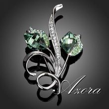 AZORA Two Budding Flowers With Stellux Austrian Crystal Pin Brooch TP0030(China… Bijoux Art Nouveau, Art Nouveau Jewelry, Bridal Fashion Week, Diamond Flower, Flower Bud, Flower Pins, Pendant Design, Austrian Crystal, Flower Making