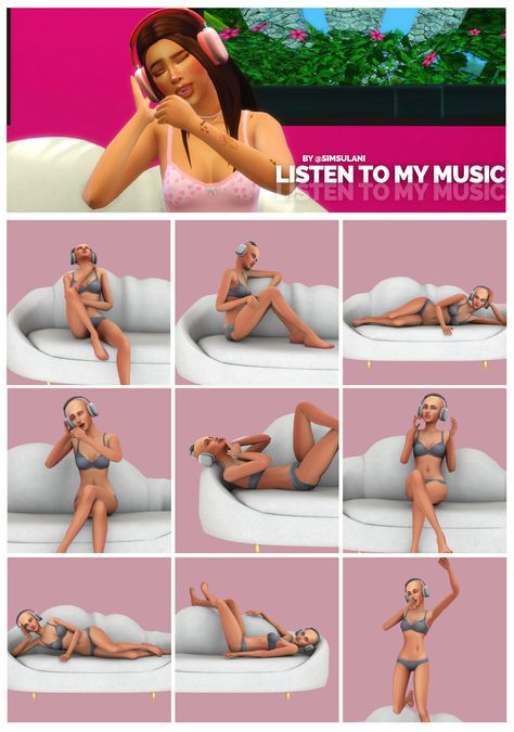 Sims 4 Listening To Music Pose, Sims 4 Simsulani Poses, Sims 4 Couch Poses, Sims 4 Pose Packs, Cc Sims 4 Patreon, Sims4 Poses, Running Pose, Sims Poses, Ts4 Poses