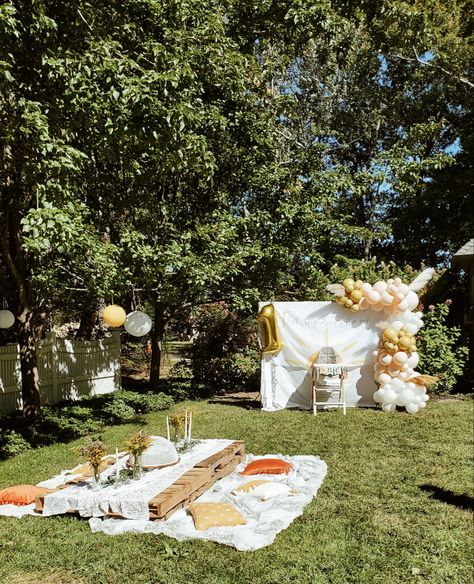 First birthday party decor Backyard 1st Birthday Party Boy, Outside First Birthday Party, First Birthday Park Party, At Home First Birthday Party Ideas, First Birthday Outside, Backyard First Birthday Party, Outdoor First Birthday Party, Picnic First Birthday Party, Picnic 1st Birthday Party