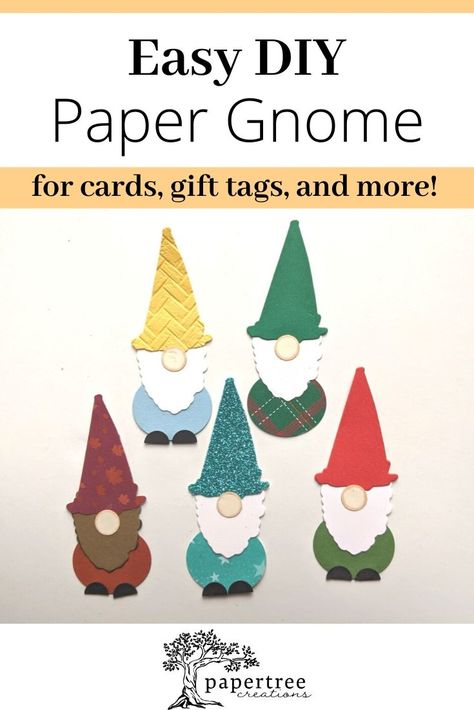 Gnome Punch Art, Printable Gnome Patterns Paper, Paper Gnomes Diy How To Make, Gnome Bulletin Board Ideas, Gnome Paper Craft, Paper Gnomes, Gnomes Tutorial, Paper Punch Art, Handmade Gnomes