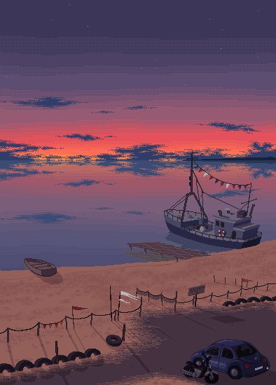 seacoast by radshoe Pixel City, Pixel Art Landscape, Pixel Art Background, Pixel Animation, Arte 8 Bits, 8bit Art, Cool Pixel Art, Pix Art, Water Sea