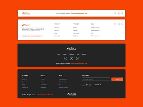 Footer UI for Aidantech by Wan Shakrawi on Dribbble Website Footer Ideas, Website Design Footer, Creative Footer Design, Website Footer Design Inspiration, Footer Ui Design, Footer Design Inspiration, Map Dashboard, Footer Web Design, Website Footer Design