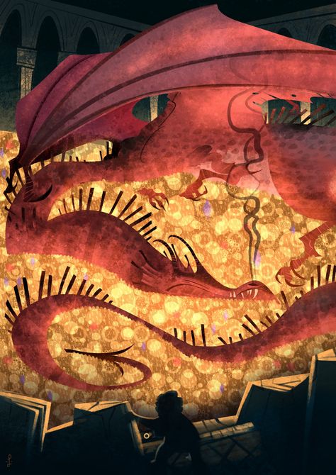 ArtStation - The Hobbit - Smaug and Bilbo, Lorenzo Colangeli The Hobbit Smaug, Hobbit Dragon, Hobbit Smaug, Smaug Dragon, Mighty Dragon, Jojo Wallpaper, Tolkien Books, There And Back Again, Lotr Art