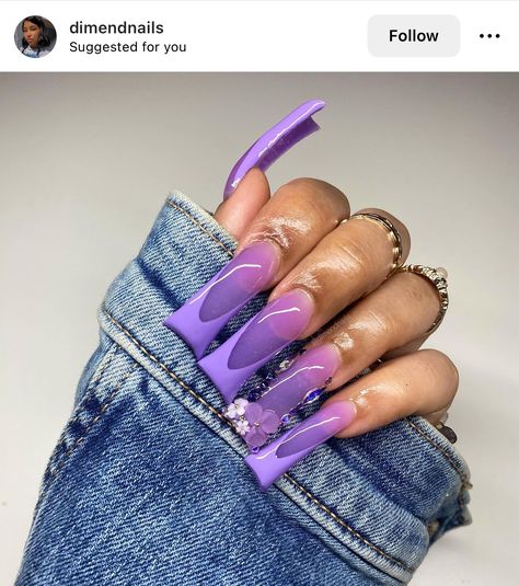 Purple Fall Nails, Purple French, Purple Acrylic Nails, Duck Nails, Purple Acrylic, Colored Acrylic Nails, Unique Acrylic Nails, Long Square Acrylic Nails, Jelly Nails