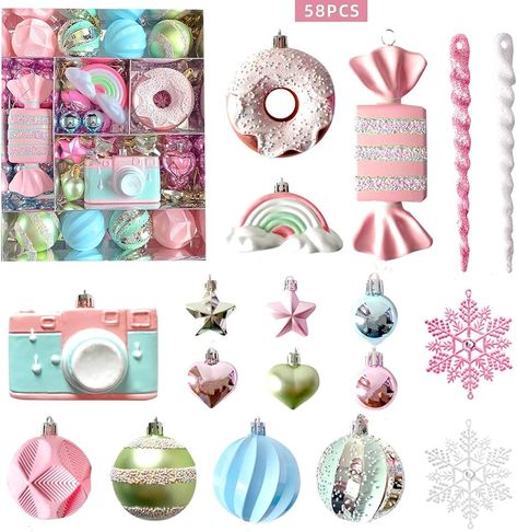 Amazon.com: Candy Themed Christmas Ornaments Pastel Ornaments for Christmas Tree Hanging Dessert Ornaments Girl Ornaments for House Xmas Tree Party Holiday Supplies (58, A) : Home & Kitchen Pastel Nutcracker Christmas Tree, Pink Candy Christmas Tree, Pastel Candy Christmas Tree, Candy Themed Christmas Decor, Lollipop Christmas Tree, Candy Themed Christmas Tree, Candy Themed Christmas, Pastel Ornaments, Pastel Christmas Tree