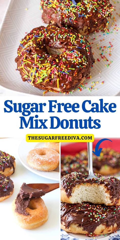 Cake Mix Doughnuts, Sugar Free Donuts, Sugar Free Cookie Recipes, Cake Mix Donuts, Baked Dessert, Sugar Free Baking, Sugar Free Recipes Desserts, Low Carb Cake, Sugar Free Cake