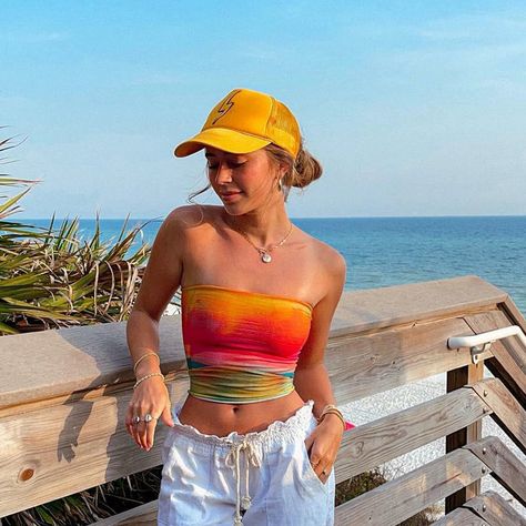 485.59RSD 25% OFF|Combhasaki Women American Retro Y2k Hotsweet Wrap Chest Tube Tops Tie-dye Strapless Tank Tops Summer Backless Bandeau Crop Tops - Tanks & Camis - AliExpress Orange Crop Top Outfit Summer, Thrifted Outfits Summer, Bandeau Top Outfits, Vacay Fits, Summer Tube Top, Chest Tube, Strapless Tank Top, Tank Tops Summer, Bandeau Tops