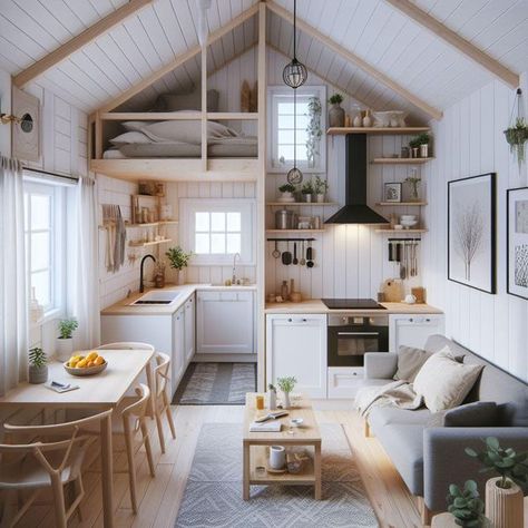 Tiny House Interior 20m2 House, Cute Tiny House, Wooden Lamps Design, One Bedroom House, Tiny House Inspiration, Diy Bathroom Furniture, Diy Apartment Furniture, Weekend House, Pallet Furniture Bedroom