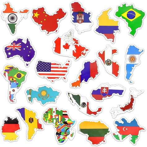 AmazonSmile: Honch Vinyl National Flag Country Map Stickers World Flag Stickers Pack 50 Pcs Country Flag Decals for Laptop Car Suitcase Water Bottle Helmet Truck: Computers & Accessories All Country Flags, World Map Sticker, Countries And Flags, National Flags, Anime Sticker, Flag Country, Map Travel, Funny Decals, Sticker Bomb