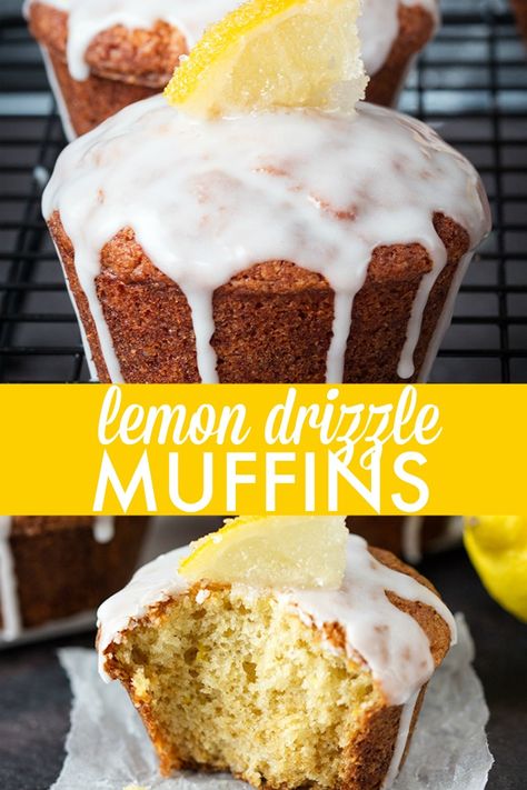 Sugared Lemons, Lemon Drizzle Muffins, Frugal Food, Healthy Muffin Recipes, Lemon Drizzle, Lemon Muffins, Homemade Muffins, Lemon Glaze, Quick Bread Recipes