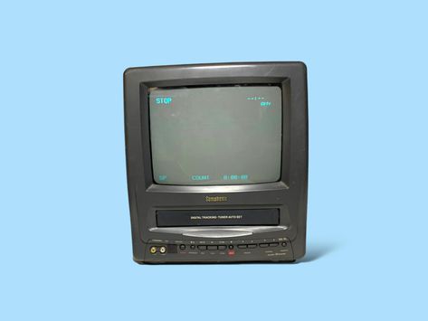 Vhs Tv, Cassette Tape Player, White Video, Crt Tv, Vhs Player, Vhs Cassette, Mini Tv, 90s Tv, Television Set