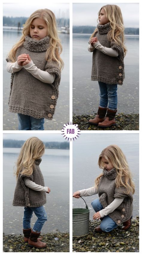 DIY Poncho Style Pullover Sweater Knitting Pattern Poncho Sweater Pattern, Kids Poncho Pattern, Diy Poncho, Pullover Sweaters Outfits, Pullover Sweater Knitting Pattern, Diy Crochet Cardigan, Kids Sweater Pattern, Crochet Cardigan Tutorial, Crochet Baby Poncho