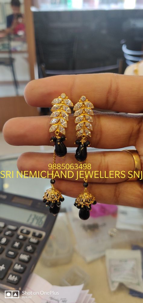 SNJ 13.5 GMS WEIGHT Ear Rings, Gold Earrings, Gold Jewelry, Hand Crafted, Beaded Bracelets, Gold