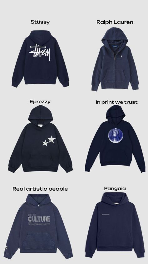 Navy blue hoodies and where they’re from #outfitinspo #stussyhoodie #ralphlauren #navyblue Blue Hoodie Outfit, Outfit Ideas Blue, Stussy Hoodie, Navy Blue Hoodie, Hoodies Aesthetic, Fitness Wear Outfits, Navy Outfit, Shoes Outfit Fashion, Hoodie Style