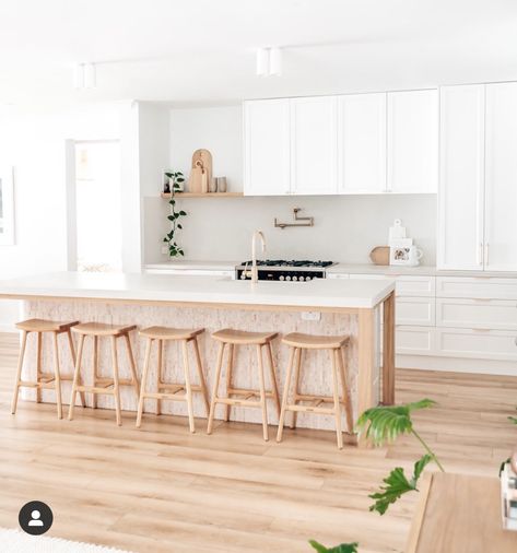 Bright Airy Kitchen, Bertch Cabinets, Airy Kitchen, Timber Kitchen, Modern Farmhouse Kitchen, Curved Staircase, California Casual, Shaker Kitchen, Main Bathroom