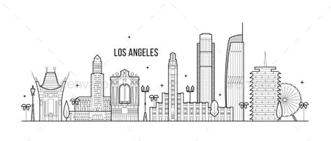 Los Angeles Skyline USA Big City Buildings Vector #Skyline, #USA, #Los, #Angeles Los Angeles Skyline Drawing, Los Angeles Skyline Tattoo, Los Angeles Tattoo Ideas, Long Beach City, City Outline, Los Angeles Wallpaper, Skyline Tattoo, Skyline Drawing, Los Angeles Tattoo