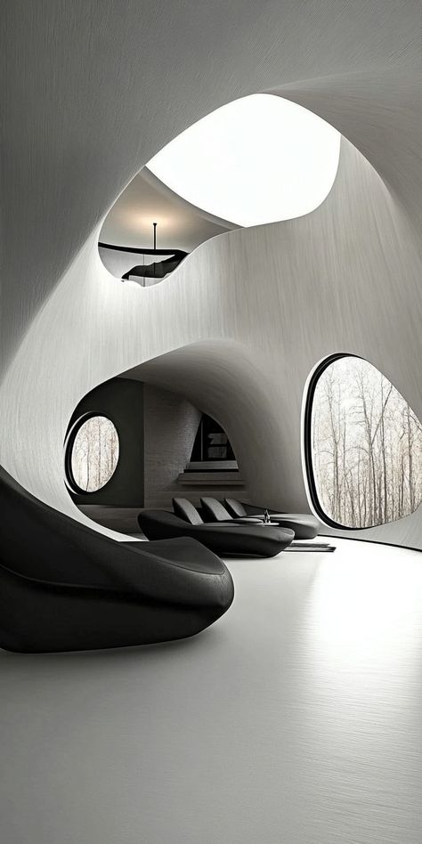 futuristic interior Futuristic House Design, Futuristic Minimalism, Futuristic Apartment, Futuristic Room, High Tech Interior, Futuristic Interior Design, Futuristic House, Futuristic Interior, House Architecture Design