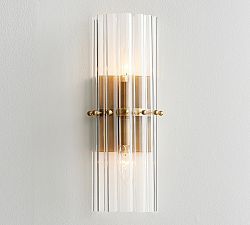 Mallory Crystal Sconce (15") Crystal Bath, Crystal Wall Sconces, Construction Crafts, Bathroom Sconces, Round Chandelier, Basement Bathroom, Crystal Wall, Light Bright, Linear Chandelier