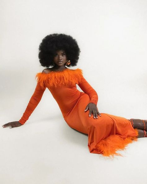 Sonia Barbie, Orange Afro, Fashion Aesthetics, Afro Art, Vibrant Orange, Female Fashion, Orange Dress, Creative Director, Chic Style