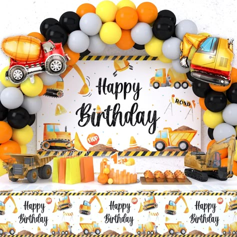 Construction Birthday Party, Construction Theme, Construction Birthday, Dump Truck, Balloon Garland, Birthday Party Supplies, Birthday Party Decorations, Party Decorations, Balloons