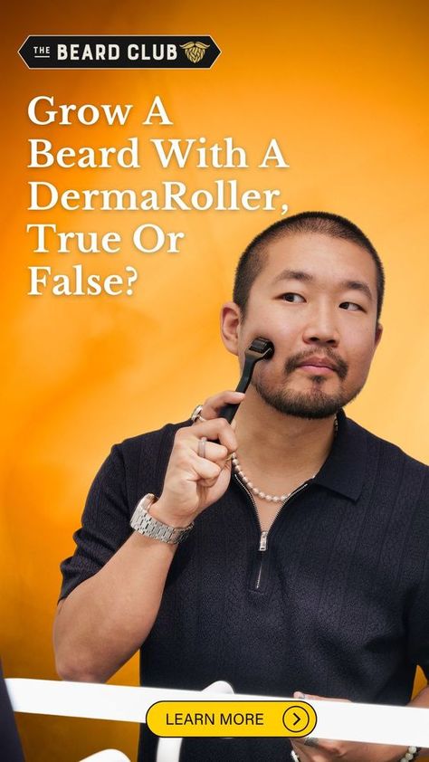 Whether you subscribe to 1,000 skincare and beard care YouTube channels or you just started using a moisturizer two weeks ago, your goal is probably the same—keeping your skin and beard as healthy as possible. If you’ve come across derma rolling technology during your research binges, you may be skeptical—does a beard roller really do anything? Do derma rollers actually work? Derma Roller Before And After, Grow A Beard, Derma Rolling, True Or False, Beard Growth, Grow Beard, Derma Roller, Beard Grooming, Beard Care