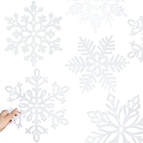 Amazon.com: 10 Pieces Large Snowflakes Ornaments 12'' Glittered Snowflakes Decorations Christmas Hanging Snowflake Decorations for Winter Christmas Tree Decorations Craft Snowflakes (White) : Home & Kitchen Giant Snowflakes, Snowflakes Decorations, Winter Outdoor Decorations, Large Snowflakes, Winter Christmas Tree, Snowflakes Ornaments, Winter Party Themes, Christmas Snowflakes Decorations, Snowflake Cutouts