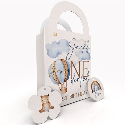 Pack of 1 Personalised Party Bag Sizing as follows: 210mm (21cm) Tall or 5.91 inches 120mm (12cm) Wide or 4.72 inches 65mm (6.5cm) Deep or 2.56 inches Our bags are handmade and are supplied with 2 gift tags (string is NOT included) The circle gift tags can be personalised with each guests name or can include a message or thank you from the celebrant. If you would like each tag personalised with each guests name, please add the names as a list in the personalsiation box when completing your order Isnt He Onederful Birthday, Personalised Party Bags, Wax Melts Packaging, Birthday Party Box, First Birthday Theme, Party Boxes, 1st Birthday Themes, First Birthday Themes, Unique Packaging