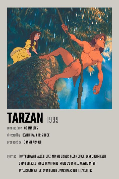 Tarzan Movie Poster Tarzan Movie, Lance Henriksen, Disney Movies List, Tarzan Disney, Animated Movie Posters, Tony Goldwyn, Film Posters Minimalist, Cute Disney Pictures, Disney Posters