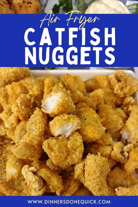 Air Fryer Catfish Nuggets, Fish Coating, Catfish Nuggets Recipes, Air Fryer Catfish, How To Cook Catfish, Catfish Nuggets, Fried Catfish Recipes, Air Fryer Recipes Salmon, Fish Nuggets