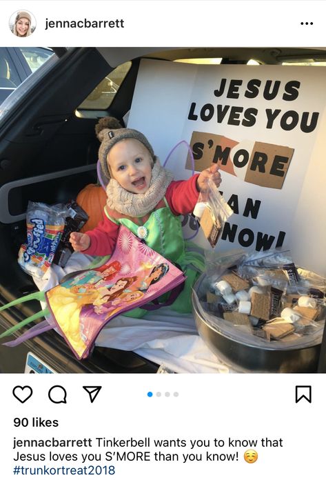 S'mores Trunk Or Treat, Jesus Is The Sweetest Name I Know Trunk Or Treat, Jesus Loves You Smores Trunk Or Treat, Truck Or Treat Christian, S’mores Trunk Or Treat Ideas, Church Trunk, Trunker Treat Ideas, Christian Bible Study, Trunk Or Treat