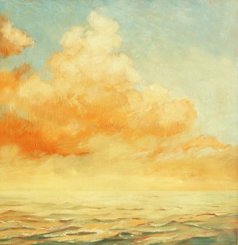 Sea landscape with a cloud, illustration, painting by oil on a. Sea landscape wi #Sponsored , #SPONSORED, #advertisement, #landscape, #oil, #wi, #cloud Sunset And Clouds, Yellow Sunset, Yellow Cloud, Pastel Sunset, Yellow Sky, Bright Art, Marmont Hill, Yellow Art, Cloud Painting