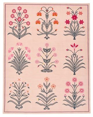 Botanical Mural, Fleurs Art Nouveau, Madeline Weinrib, Flat Weave Carpet, Floral Carpet, Folk Art Flowers, Carpet Trends, Cotton Carpet, Luxe Interiors