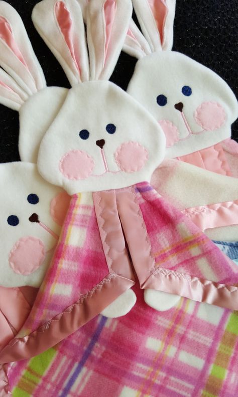 Pink Plaid Fisher Price Bunny Lovey Replica by SuziesImaginarium Bunny Puppet, Bunny Paws, Foo Foo, Bunny Lovey, Bunny Blanket, Tag Blanket, Crib Toys, Lovey Blanket, Baby Bunny