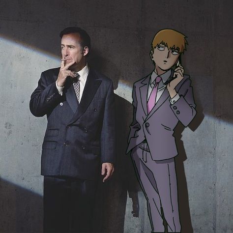 Saul Goodman And Reigen, Reigen Saul Goodman, Reigen Arataka Wallpaper, Saul And Kim, Saul Goodman Fanart, Breaking Bad Saul, Arataka Reigen, Breaking Bad Art, Jimmy Mcgill