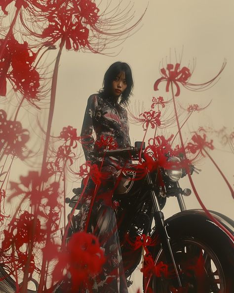 Concept: Akira & Spider Lily 🏍️🥀 #midjourney #midjourneyprompt #aiflora #xmachinaflora #midjouneyart #InnovateWithAI #ArtisticFusion #aigenerated #aigeneratedimages #aiphotography #aigenerativeart #synthography #midjourney #generativeai #generativeartist #generativeartworks #artificialintelligence #aiartcommunity #GenerativeArtExcellence #FutureOfArtAI #digitalcreativity Instagram Concept, Goth Prom, Lilies Drawing, Red Spider Lily, Spider Lily, Red Lily, Paint Photography, Foto Art, Cool Poses