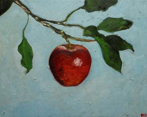 ... Paintings Of Apples, Oil Painting Apple, How To Paint An Apple, Apple Paintings, Apple Tree Painting, Apple Oil Painting, Fruit Paintings, Painting Apple, Apple Plant