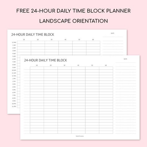 Free Printable 24-Hour Daily Time Block Schedule Planner - Landscape Orientation #free #printable #dailyplanner #daily #planner #schedule #timeblock #timeblocking #printables #template #templates Timeblocking Printable, Hourly Schedule Printable, Time Block Planner, Pomodoro Planner, Block Planner, Time Blocking Printable, Block Schedule, Daily Schedule Printable, Daily Planner Notepad