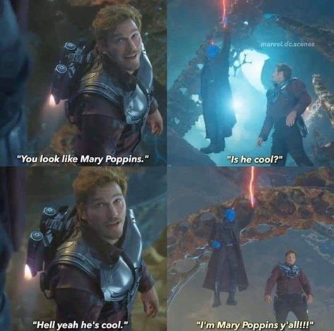 "I'm Mary Poppins, y'all!!!" | Yondu & Quill - Guardians of the Galaxy 2 Funny Marvel Memes, Marvel Quotes, Galaxy 2, Marvel Avengers Funny, Dc Memes, Movies And Series, Dc Movies, Avengers Memes, Marvel Jokes